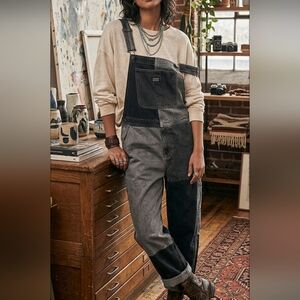 Pull & Bear Black Grey Patchwork Overalls XS Indie 100% Cotton